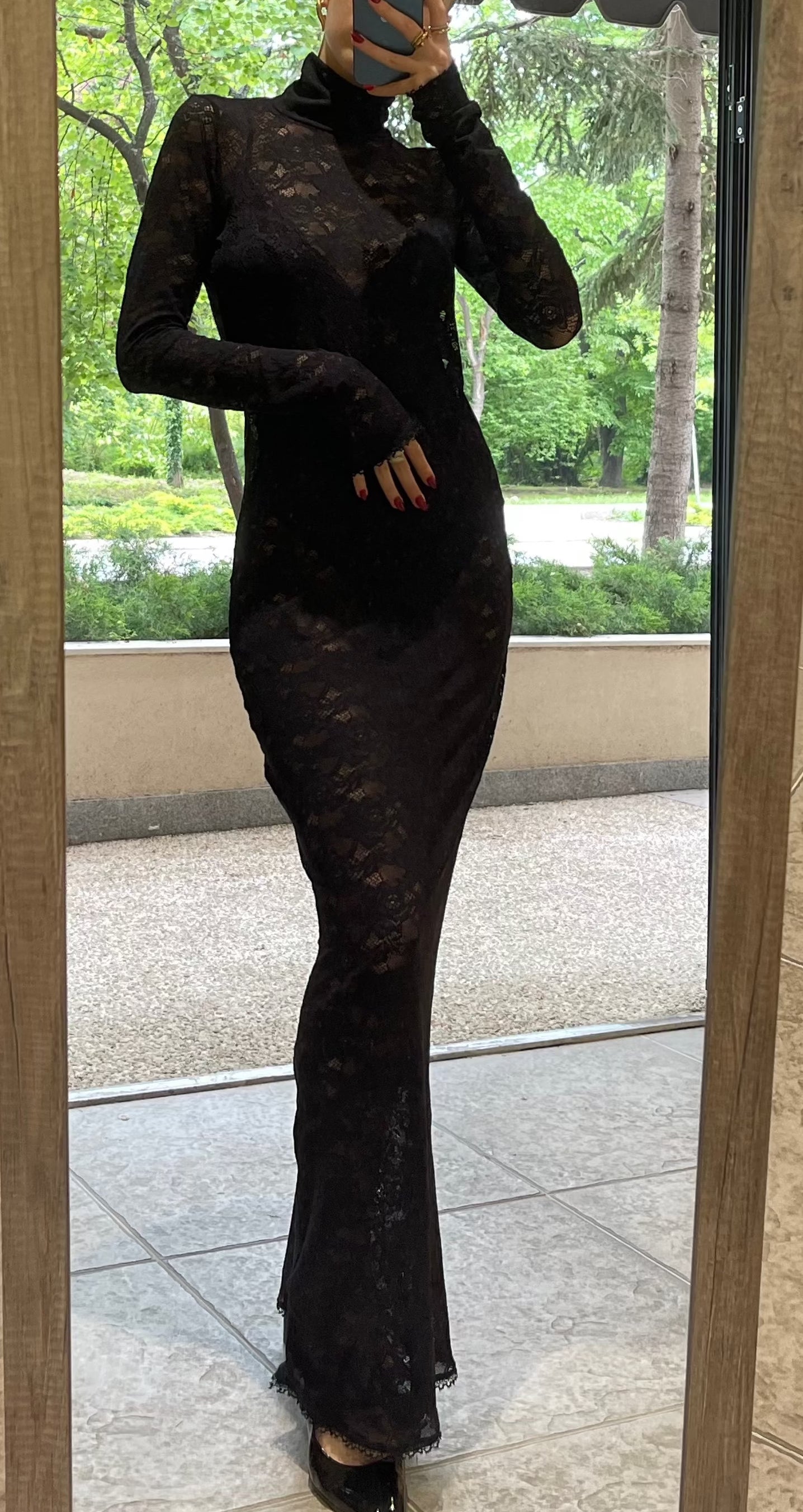 Iman Maxi Lace Neck Dress