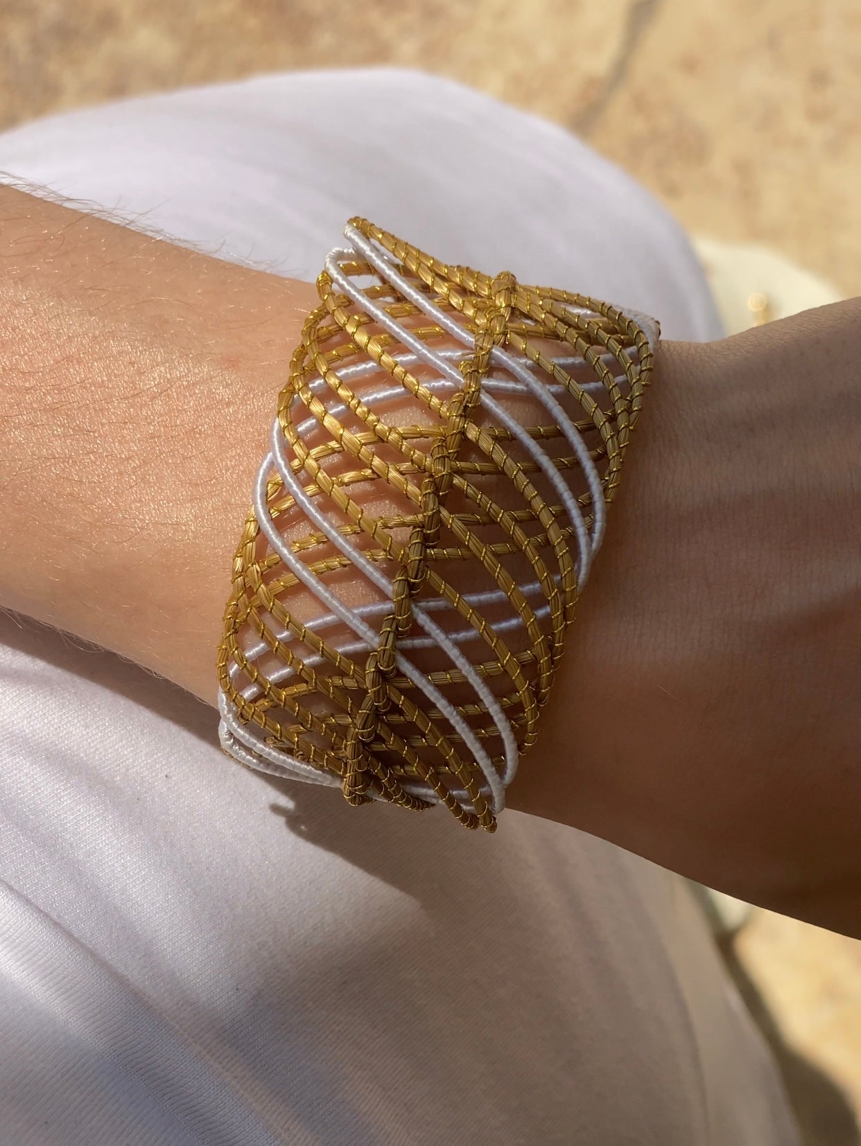 Golden Grass White Bracelet