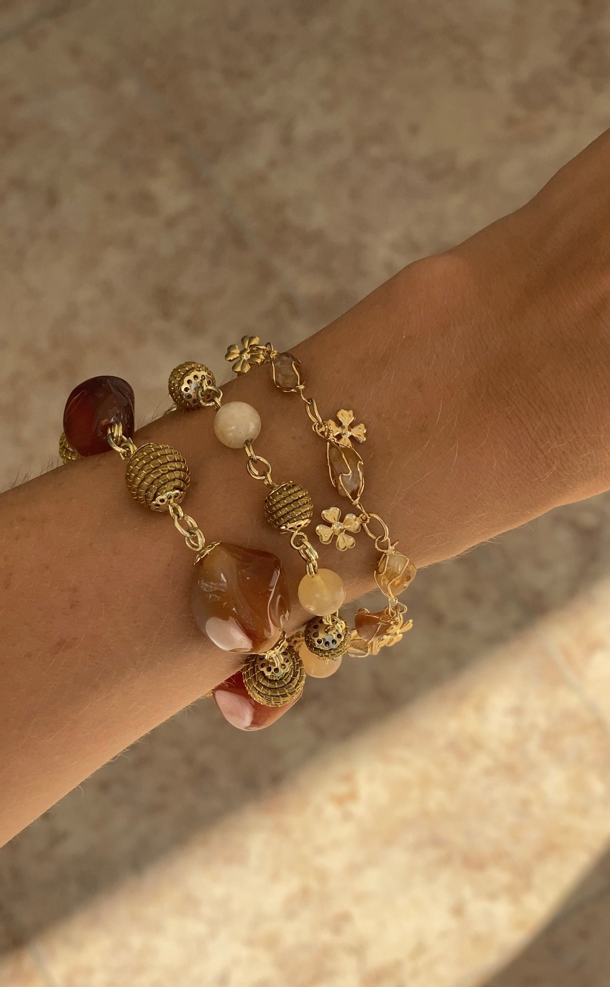 Golden Grass Flower Charm Bracelet