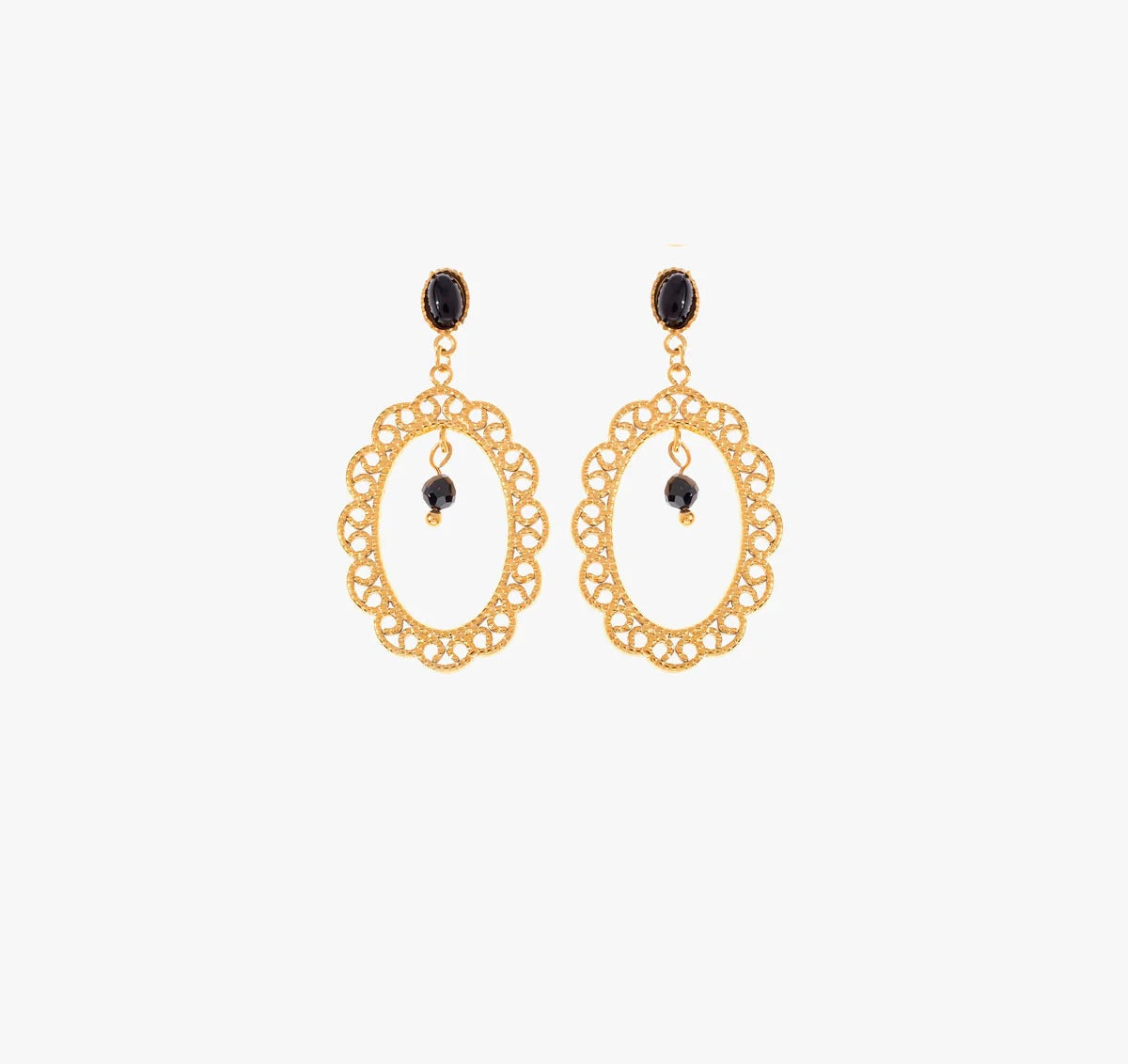 Zelma Lace Onyx Pendant Earrings