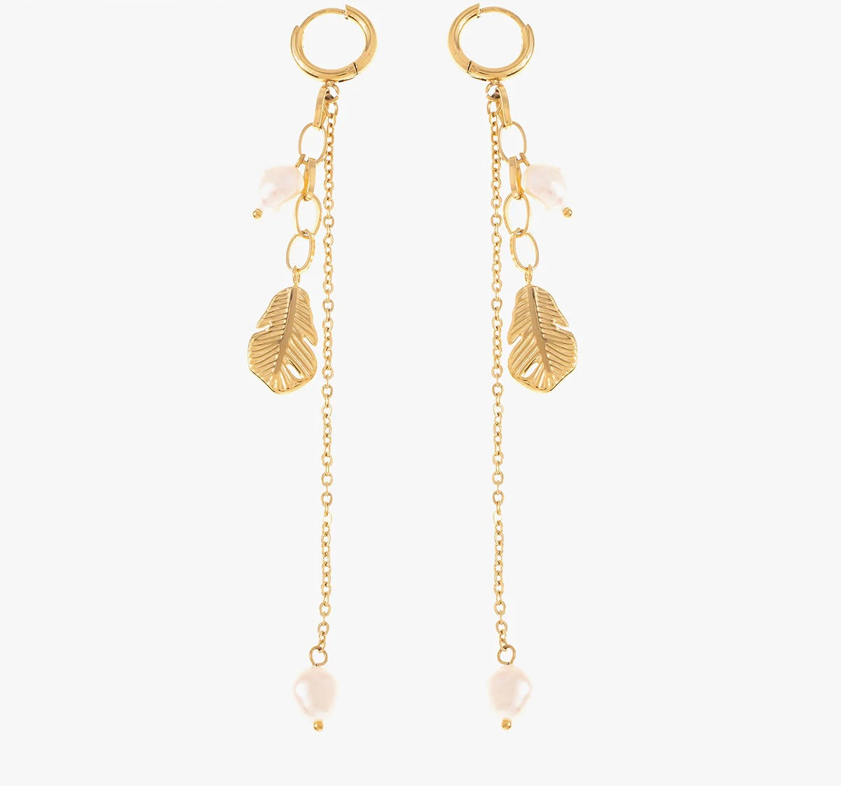 Nala Pearl Charm Hoop Earrings