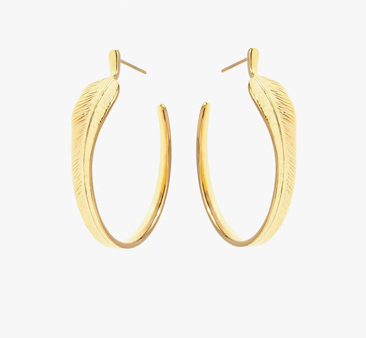 Avela Feather Hoop Earrings