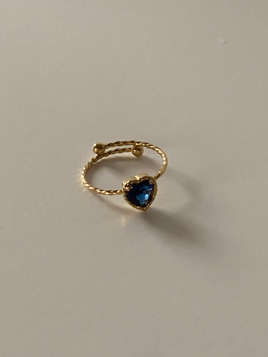 Heart Sapphire Fine Twist Ring