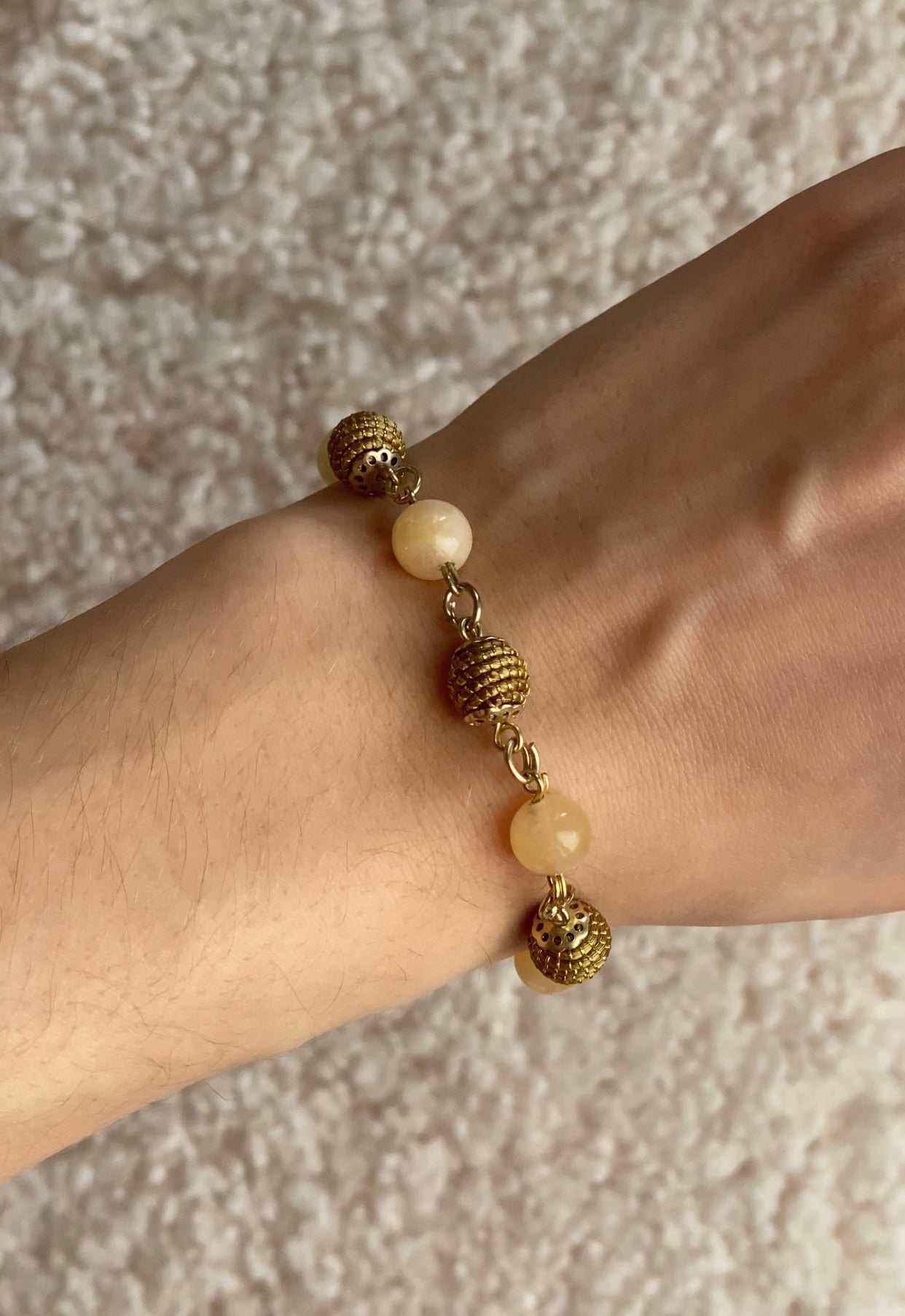 Golden Grass Citrine Beaded Bracelet