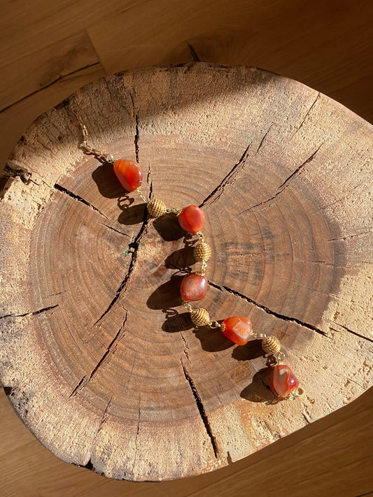 Golden Grass Carnelian Beaded Bracelet