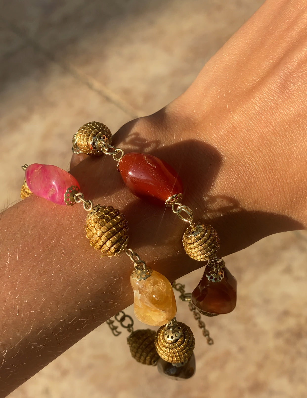 Golden Grass Carnelian Beaded Bracelet