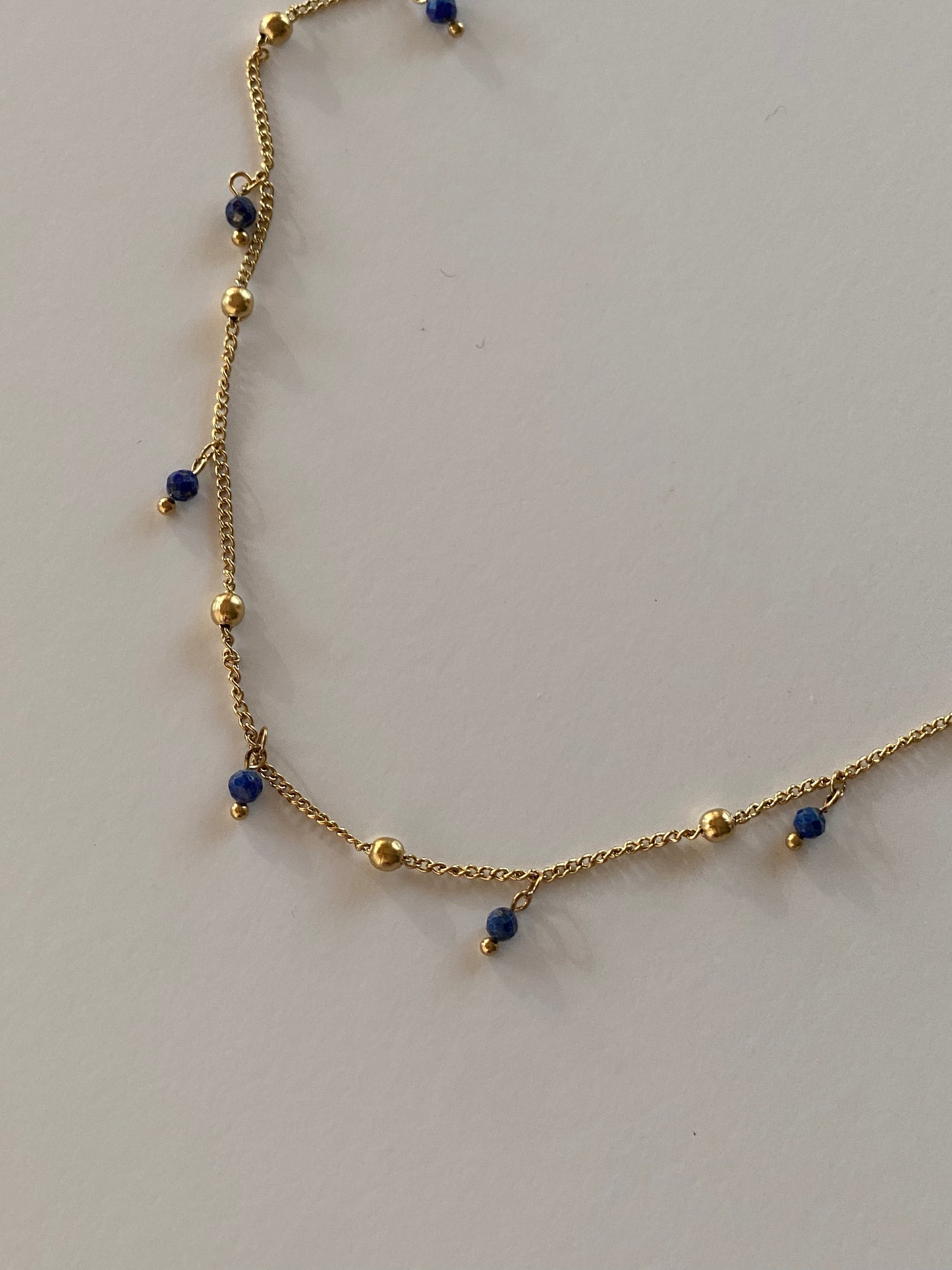 Sodalite Scatter Fine Chain Beads Station Necklace