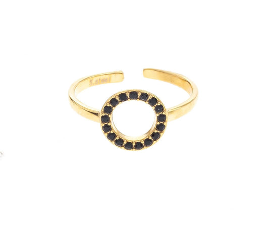 Open Circle Gemstone Stacker Ring