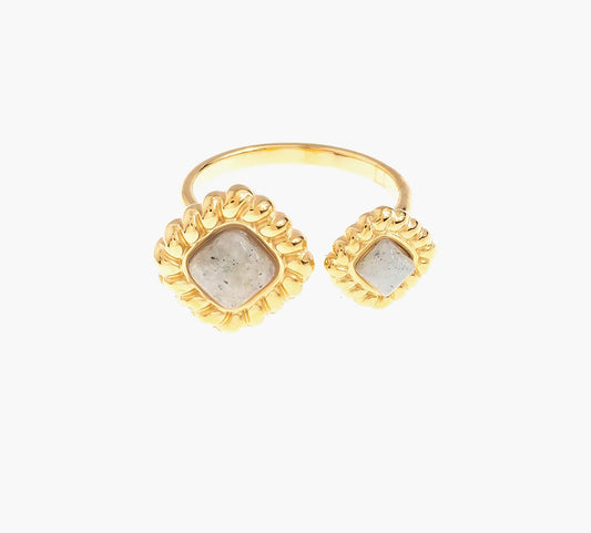 Twisted Gemstone Open Stacking Ring