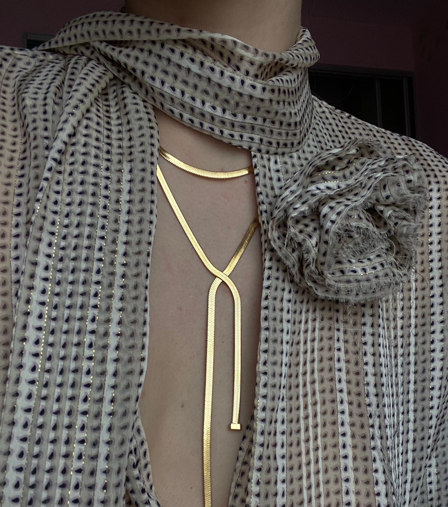 Flat Snake Chain Double Layered Necklace