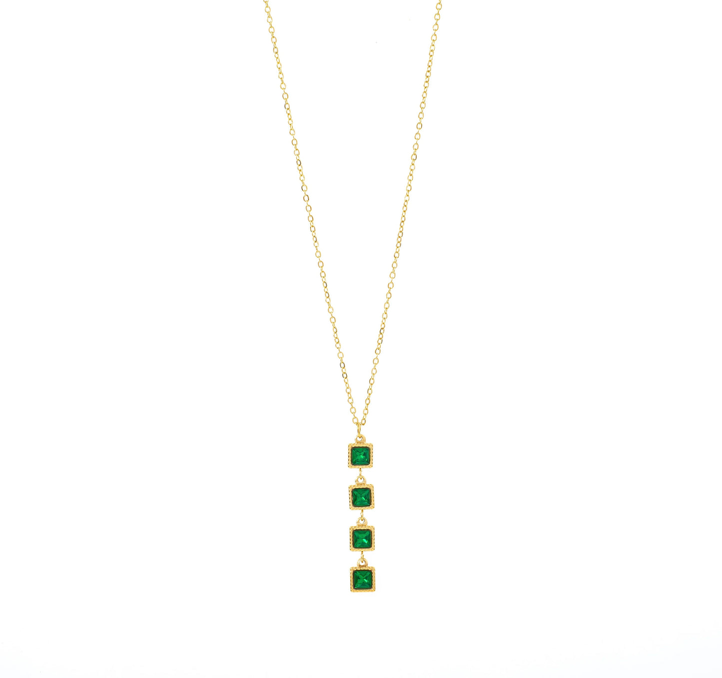 Classy Emerald Drop Pendant Necklace