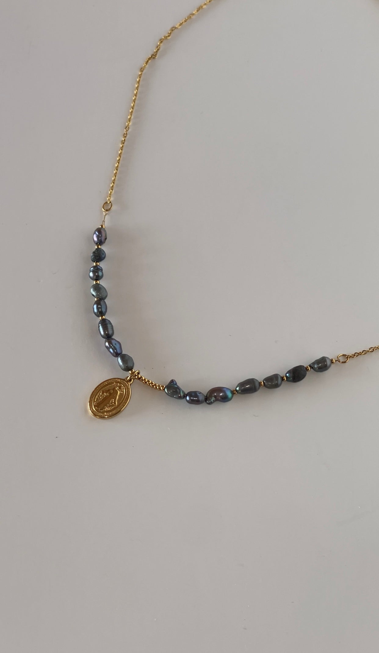 Hematite Gemstone Beaded Icon Necklace