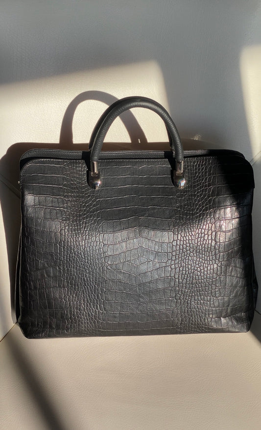 Mayfair Large Leather Black Tote Bag