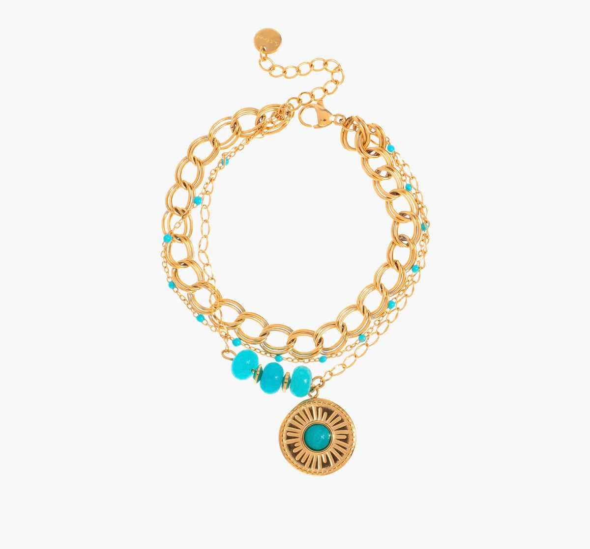 Sun Charm Triple Chain Bracelet