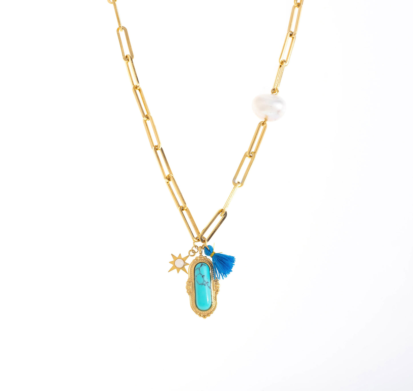 Perla Gemstone Charm Chain Necklace