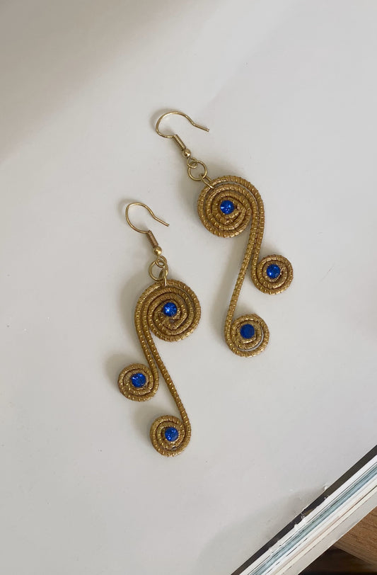 Golden Grass Swirl Earrings