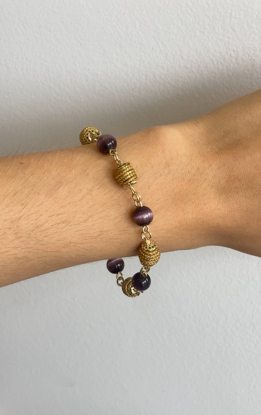 Golden Grass Bead Gemstone Bracelet