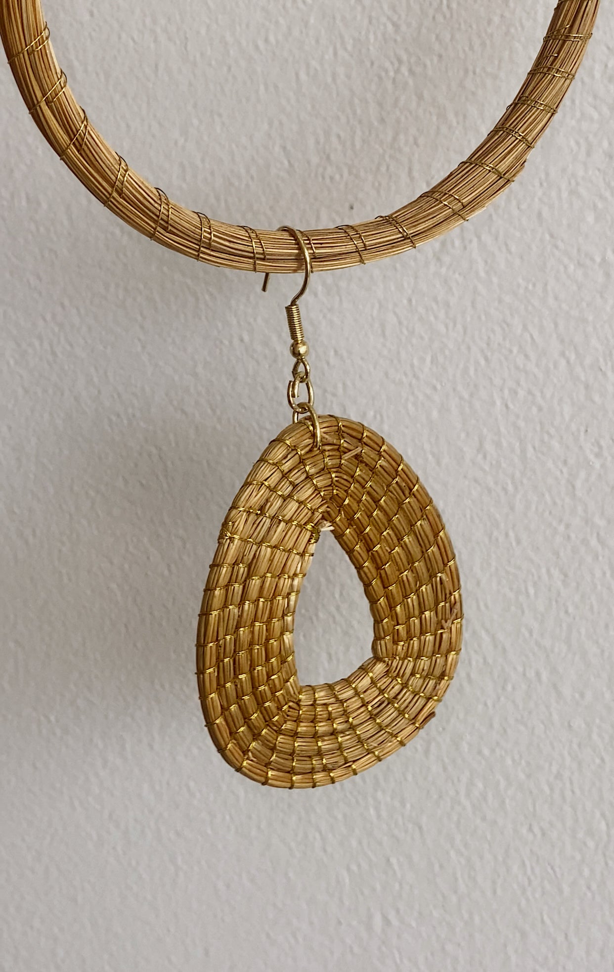 Golden Grass Teardrop Earrings