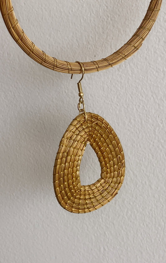 Golden Grass Teardrop Earrings