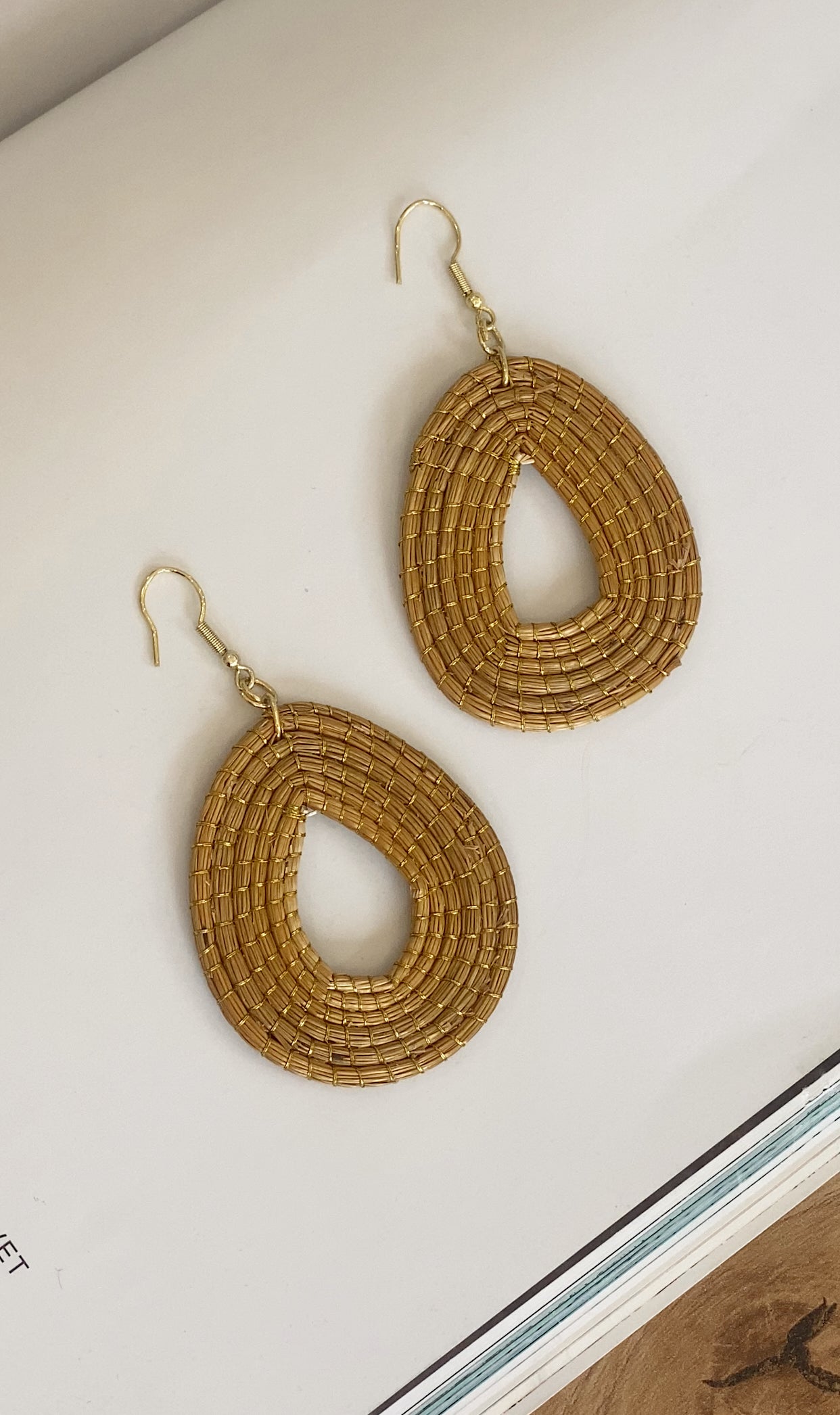 Golden Grass Teardrop Earrings